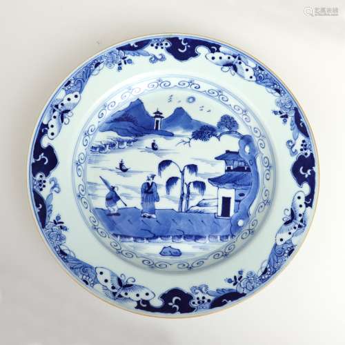 a chinese blue and white porcelain dish in the 19th century