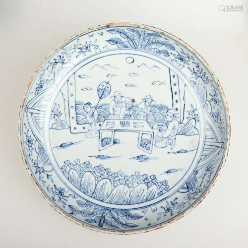 a chinese blue and white porcelain dish in the 18th century
