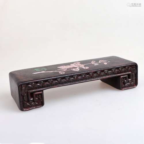 a chinese rosewood inlaid inkrest in the 19th century