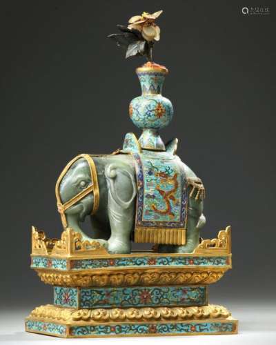 A Chinese Jade And Cloisonné C…