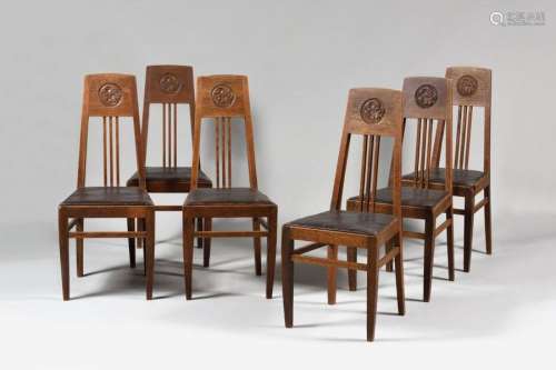 TRAVAIL ARTS & CRAFTS Suite de six chaises en chên…