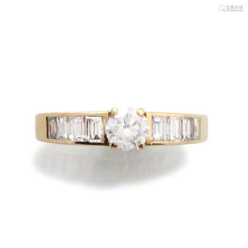 BAGUE en or jaune 18K ornée d'un diamant taille br…