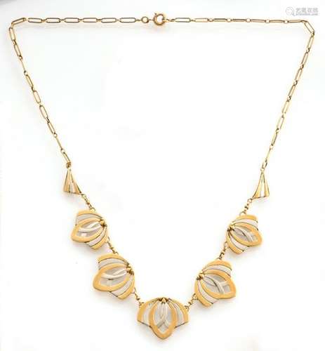 COLLIER Lotus en or gris et or jaune 18K retenant …