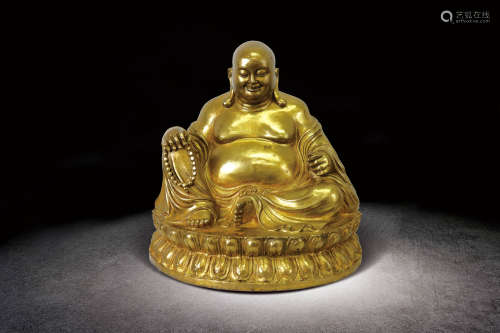 清  銅鎏金彌勒佛坐像