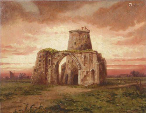 Arthur Dale Ventnor (1829-1884), St Benet's Abbey, oil on canvas, initialled lower right, 34 x 44cm,