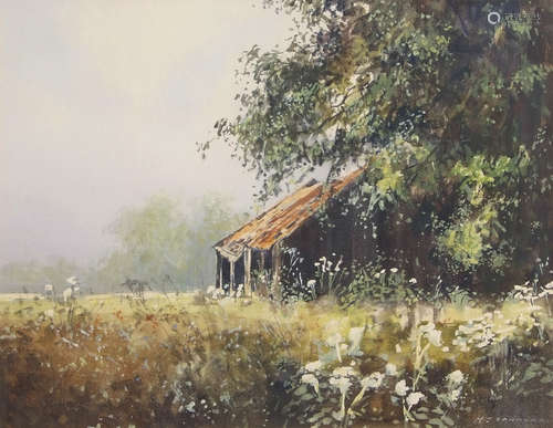 •AR Michael J Sanders (born 1959), Old Barn, watercolour, signed lower right, 34 x 44cm. Provenance: