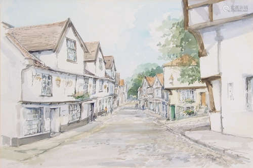 •AR Jason Partner, LSA (1922-2005), Pulls Ferry and Elm Hill, Norwich, pair of watercolours, both