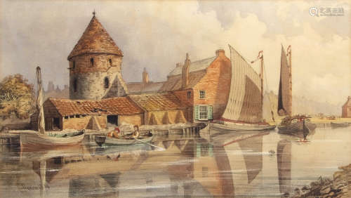Charles Harmony Harrison (1842-1902), Wherries at Yarmouth, watercolour, signed and dated 1874 lower