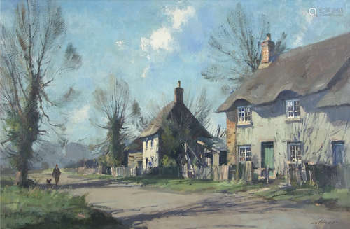 •AR Stanley Orchart (1920-2005), Village Street, oil on board, signed lower right, 49 x 74cm