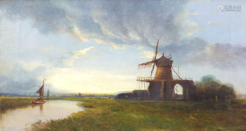 Norwich School (19th century), St Benet's Abbey, oil on canvas, 30 x 54cm