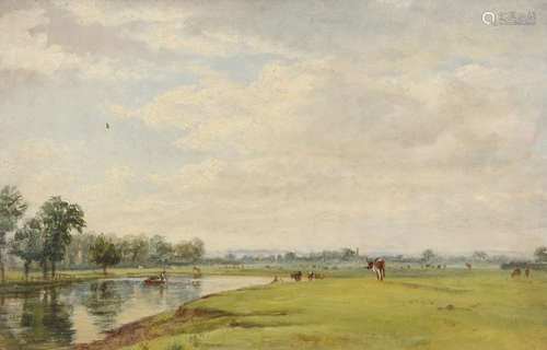 Attributed to George Thomas Rope (1845-1929), River landscape, oil on panel, 26 x 41cm