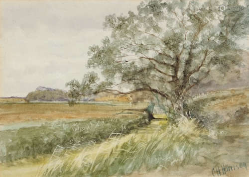 Charles Harmony Harrison (1842-1902), Landscape, watercolour, signed lower right, 17 x 24cm