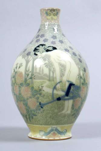 Jugendstil-Vase, Sèvres, Dekor Edouard Frédéric Ballanger (tätig 1902-1912), um 1910 auf rundem