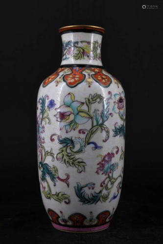 Qing Porcelain Famille Rose Floral Vase