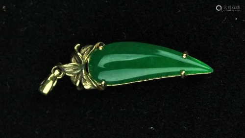 Old Jadite on 18k Gold Mount Pendant