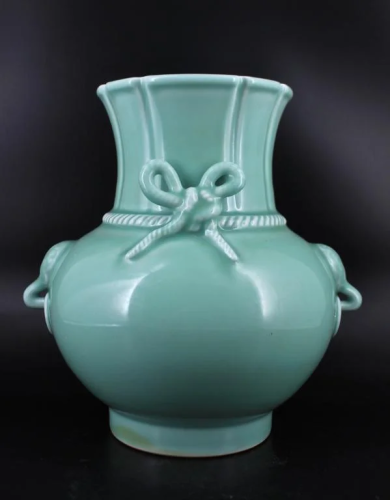 Large Qing Single Colored Knot Porcelain Vase