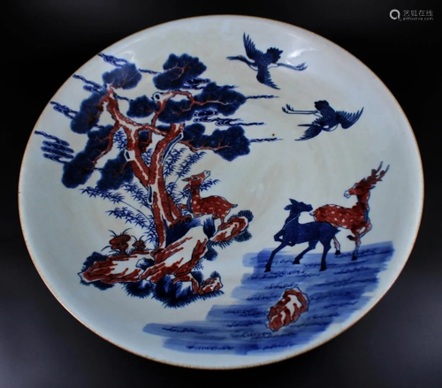 Large Qing Porcelain Blue&White Plate