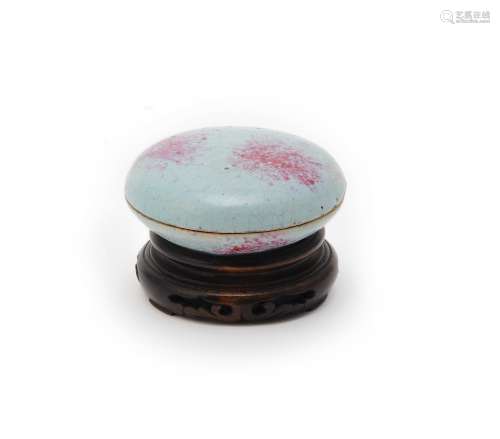 A Chinese Jun-glazed seal paste box and cover