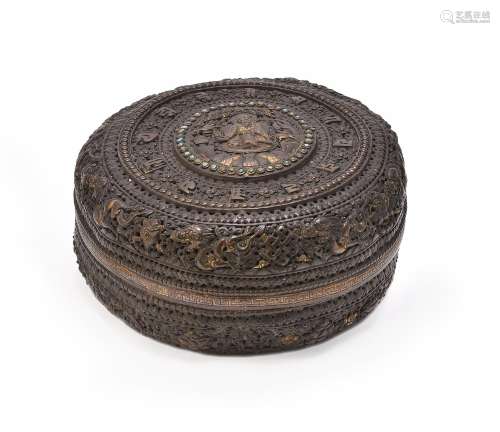 A copper-gilt 'Buddhist' openwork box