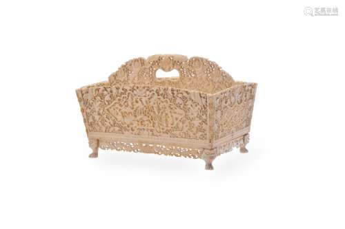 Y A Chinese canton ivory sectional letter basket