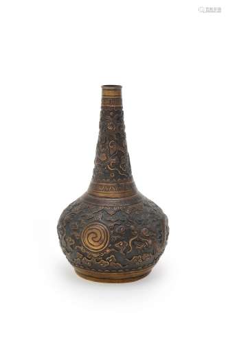 A Chinese gilt-copper 'Dragon' vase