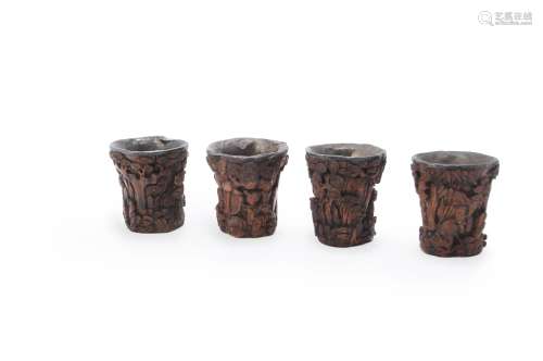 A set of four aloeswood libation cups