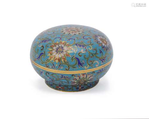 A Chinese cloisonné circular box and cover