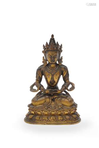 A Sino-Tibetan gilt-bronze figure of Buddha Amitayus