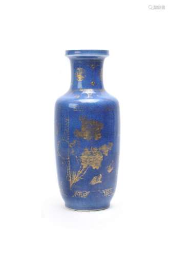 A Chinese blue glazed porcelain vase