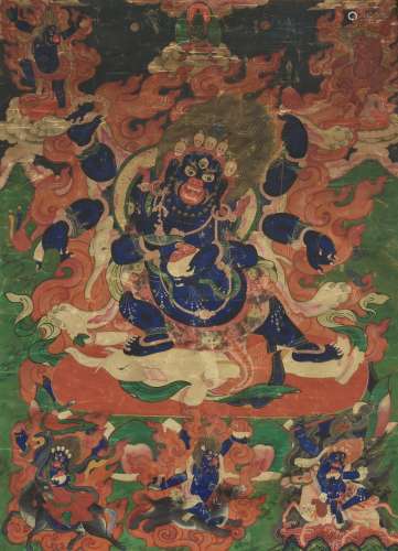 A Thang-ka depicting the Dharmapala Mahakala