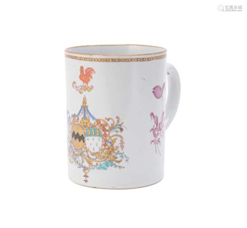 A Chinese famille rose Armorial mug