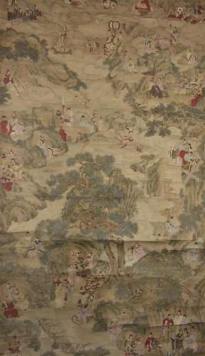 Attributed to Qiu Ying (circa 1494-1552), 18th/19th century, painted with the gathering scene of