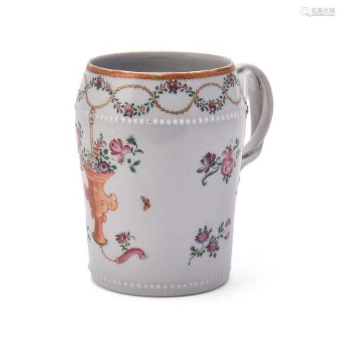 A Chinese export famille rose mug