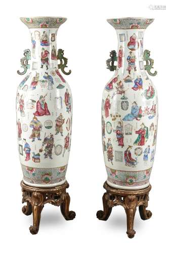 A very large pair of Chinese Famille Rose 'Wu Shang Pu' vases