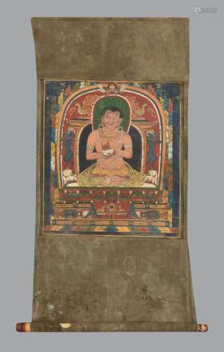 A fine Thang-ka depicting a Mahasiddha