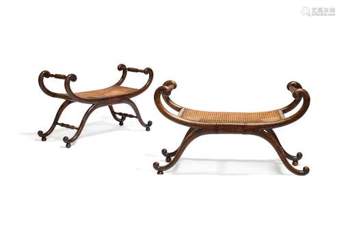 A pair of Regency simulated rosewood window seats