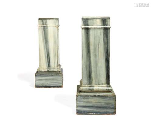 A pair of French simulated marble pedestals