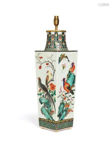 A large Chinese Famille Verte lamp