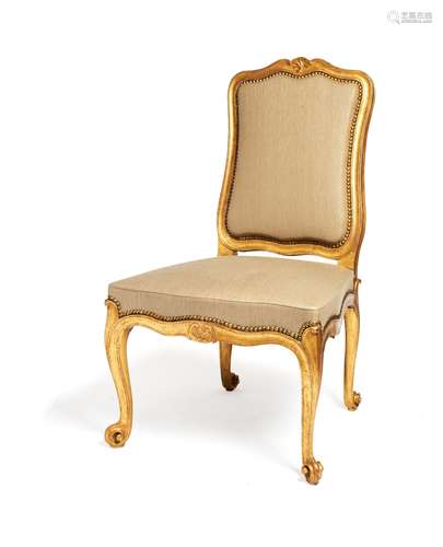 A George II giltwood and upholstered side chair