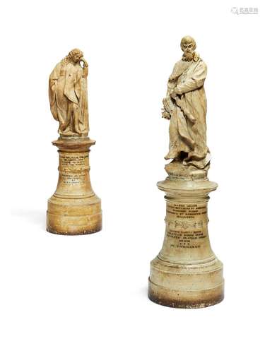 A pair of Italian painted terracotta models of Fra Bernardino Trevisan and Bernardo Nani