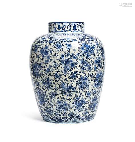 A large Delft blue and white vase