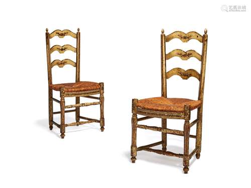 A pair of Louis XV painted beech side chairs