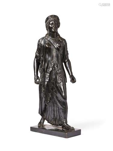 An Italian black patinated bronze model of Artemis Braschi after the Antique