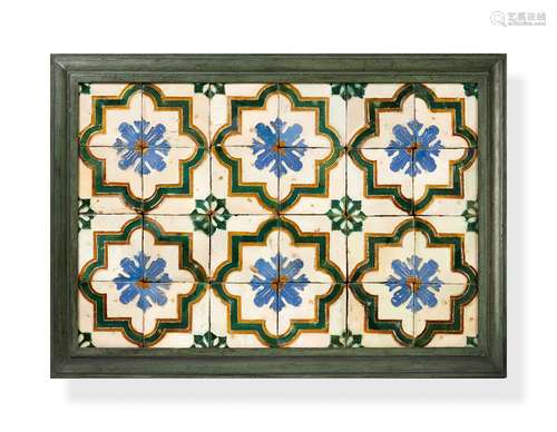 A group of twenty four Cuenca tiles