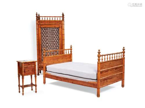 A harlequin suite of French simulated bamboo bedroom furniture