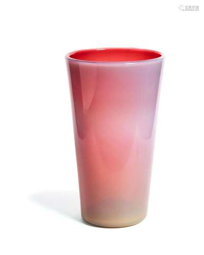 A large Italian red opaline glass vase