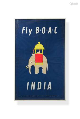 A mid-century travel poster advertising travel to India