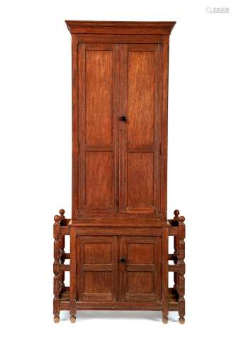 A late 19th century New Zealand Kauri wood hall cabinet
