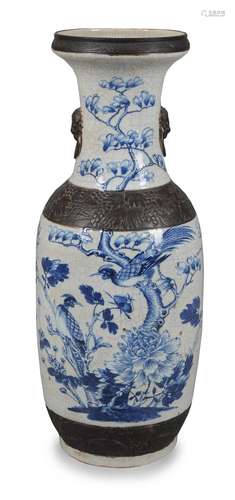 A large Chinese blue and white vase