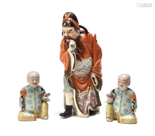 Three Chinese famille rose porcelain figures